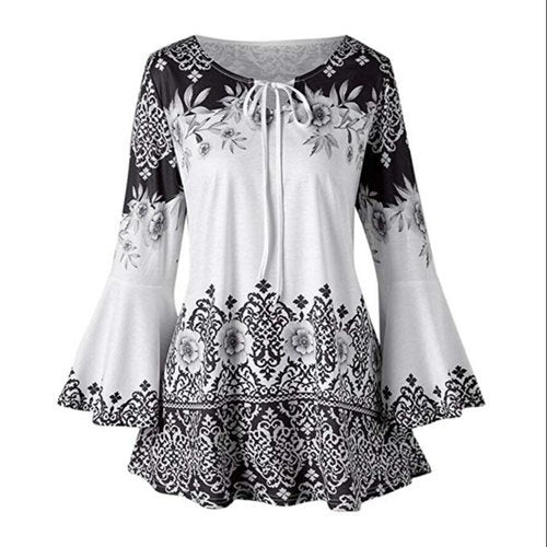 Floral Black and White Top